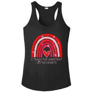 I Teach The Sweetest Hearts Rainbow Teacher Valentines Day Ladies PosiCharge Competitor Racerback Tank