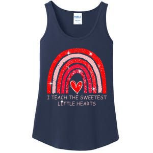 I Teach The Sweetest Hearts Rainbow Teacher Valentines Day Ladies Essential Tank