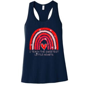 I Teach The Sweetest Hearts Rainbow Teacher Valentines Day Women's Racerback Tank