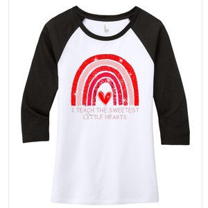 I Teach The Sweetest Hearts Rainbow Teacher Valentines Day Women's Tri-Blend 3/4-Sleeve Raglan Shirt