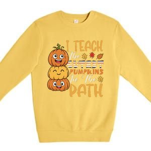 I Teach The Cutest Pumpkins In The Patch Rainbow Girls Boys Premium Crewneck Sweatshirt