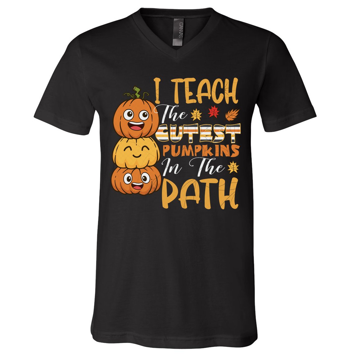 I Teach The Cutest Pumpkins In The Patch Rainbow Girls Boys V-Neck T-Shirt