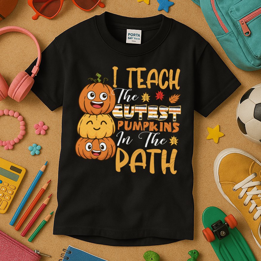 I Teach The Cutest Pumpkins In The Patch Rainbow Girls Boys Kids T-Shirt