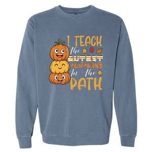 I Teach The Cutest Pumpkins In The Patch Rainbow Girls Boys Garment-Dyed Sweatshirt