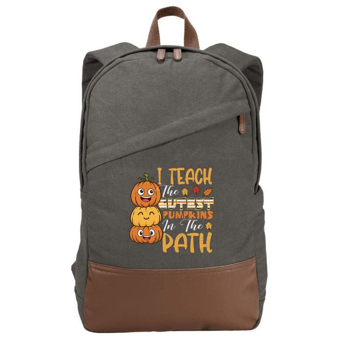 I Teach The Cutest Pumpkins In The Patch Rainbow Girls Boys Cotton Canvas Backpack