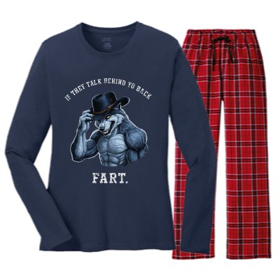 If They Talk Behind Your Back Fart Oddly Specific Meme Women's Long Sleeve Flannel Pajama Set 