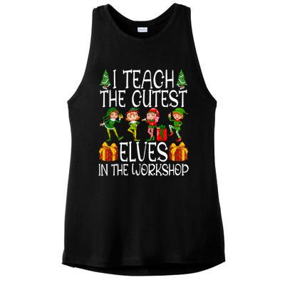 I Teach The Cutest In The Workshop Christmas Teacher Gift Ladies PosiCharge Tri-Blend Wicking Tank