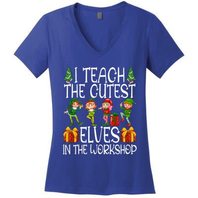 I Teach The Cutest In The Workshop Christmas Teacher Gift Women's V-Neck T-Shirt