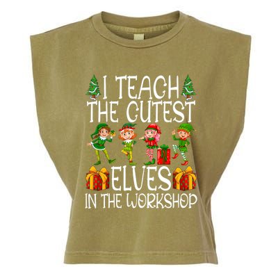 I Teach The Cutest In The Workshop Christmas Teacher Gift Garment-Dyed Women's Muscle Tee