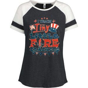 I Teach Tiny Little Firecrackers 4 Th Of July Patriotic Day Gift Enza Ladies Jersey Colorblock Tee