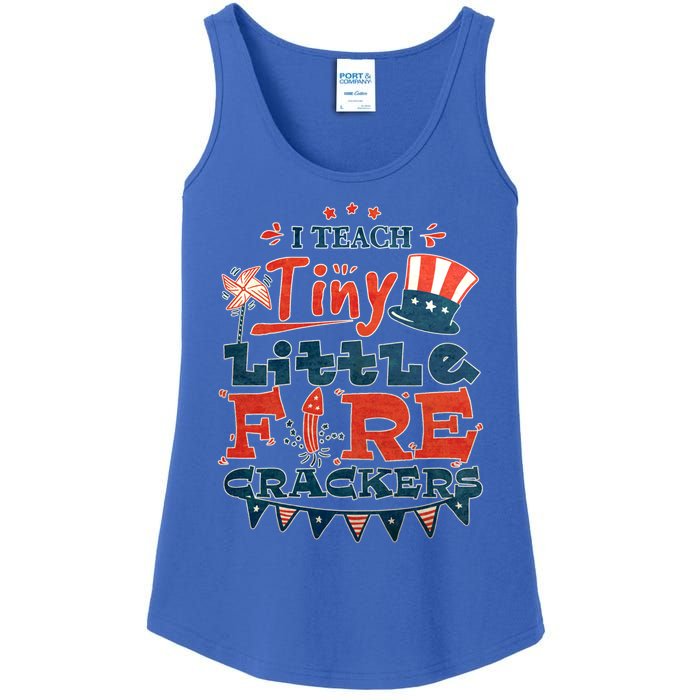 I Teach Tiny Little Firecrackers 4 Th Of July Patriotic Day Gift Ladies Essential Tank