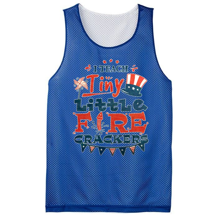 I Teach Tiny Little Firecrackers 4 Th Of July Patriotic Day Gift Mesh Reversible Basketball Jersey Tank