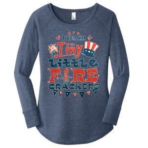 I Teach Tiny Little Firecrackers 4 Th Of July Patriotic Day Gift Women's Perfect Tri Tunic Long Sleeve Shirt