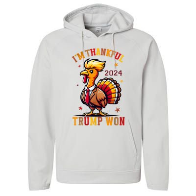 IM Thankful Trump Won 2024 Took American Back Thanksgiving Performance Fleece Hoodie