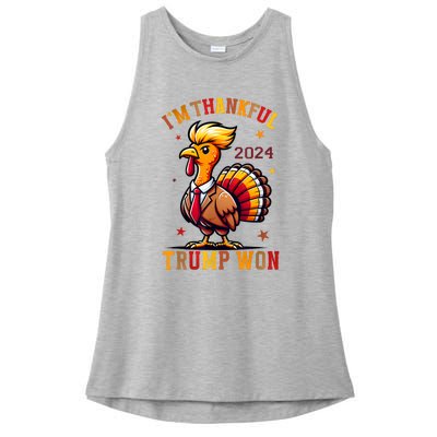 IM Thankful Trump Won 2024 Took American Back Thanksgiving Ladies PosiCharge Tri-Blend Wicking Tank