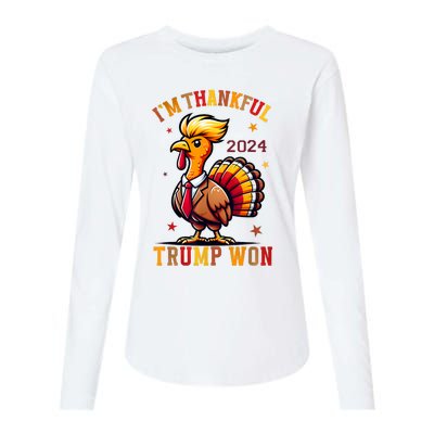 IM Thankful Trump Won 2024 Took American Back Thanksgiving Womens Cotton Relaxed Long Sleeve T-Shirt