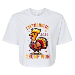 IM Thankful Trump Won 2024 Took American Back Thanksgiving Bella+Canvas Jersey Crop Tee