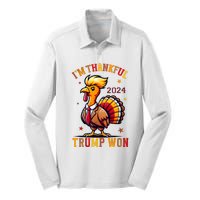 IM Thankful Trump Won 2024 Took American Back Thanksgiving Silk Touch Performance Long Sleeve Polo