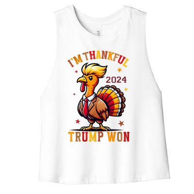 IM Thankful Trump Won 2024 Took American Back Thanksgiving Women's Racerback Cropped Tank