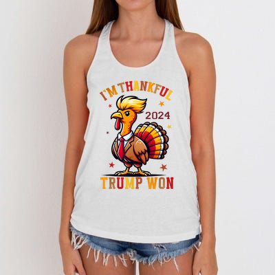 IM Thankful Trump Won 2024 Took American Back Thanksgiving Women's Knotted Racerback Tank