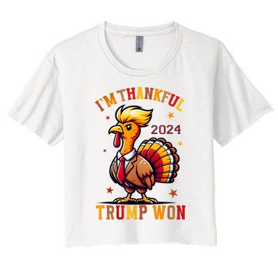 IM Thankful Trump Won 2024 Took American Back Thanksgiving Women's Crop Top Tee