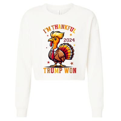 IM Thankful Trump Won 2024 Took American Back Thanksgiving Cropped Pullover Crew