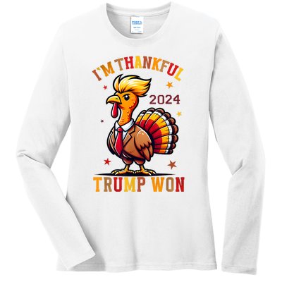 IM Thankful Trump Won 2024 Took American Back Thanksgiving Ladies Long Sleeve Shirt