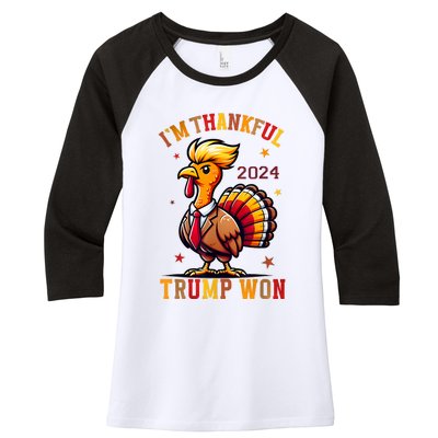 IM Thankful Trump Won 2024 Took American Back Thanksgiving Women's Tri-Blend 3/4-Sleeve Raglan Shirt