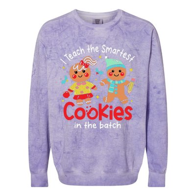 I Teach The Smartest Cookies In The Batch Christmas Teacher Colorblast Crewneck Sweatshirt