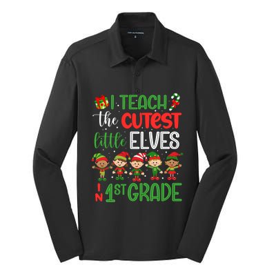 I Teach The Cutest Little Elves 1St Grade Teacher Xmas Great Gift Silk Touch Performance Long Sleeve Polo