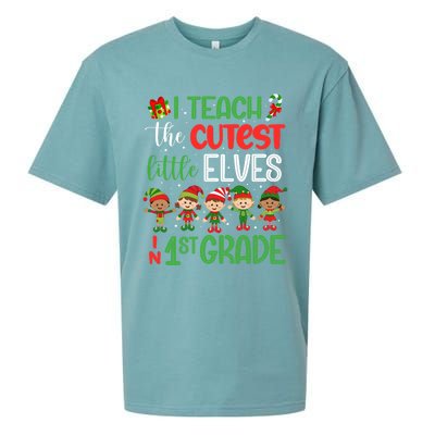 I Teach The Cutest Little Elves 1St Grade Teacher Xmas Great Gift Sueded Cloud Jersey T-Shirt