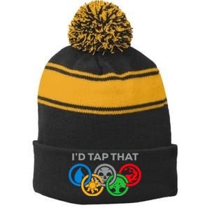 ID Tap That Card Games Untapped Lands Card Games Lovers Stripe Pom Pom Beanie