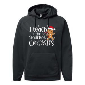 I Teach The Smartest Cookies Christmas Gingerbread Santa Hat Performance Fleece Hoodie