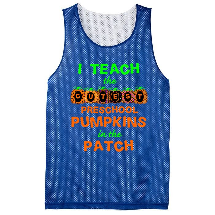 I Teach The Cutest Pumpkins Preschool Gift Mesh Reversible Basketball Jersey Tank