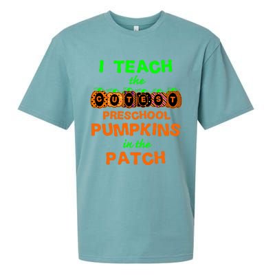 I Teach The Cutest Pumpkins Preschool Gift Sueded Cloud Jersey T-Shirt