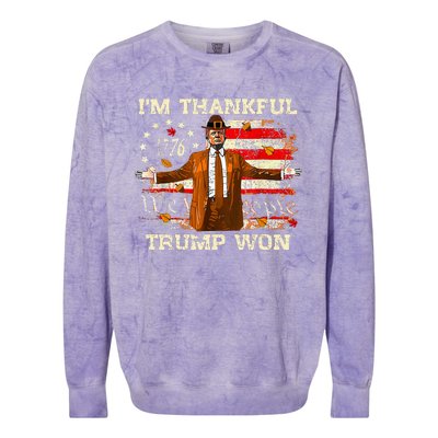 IM Thankful Trump Won Thanksgiving Turkey Fall Colorblast Crewneck Sweatshirt