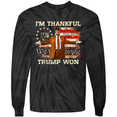 IM Thankful Trump Won Thanksgiving Turkey Fall Tie-Dye Long Sleeve Shirt