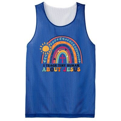 I Teach Tiny Human About Jesus Christian Teacher Mesh Reversible Basketball Jersey Tank