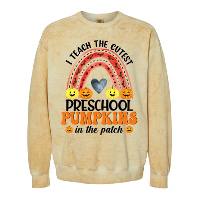 I Teach The Cutest Pumpkins Preschool Rainbow Teacher Funny Gift Colorblast Crewneck Sweatshirt