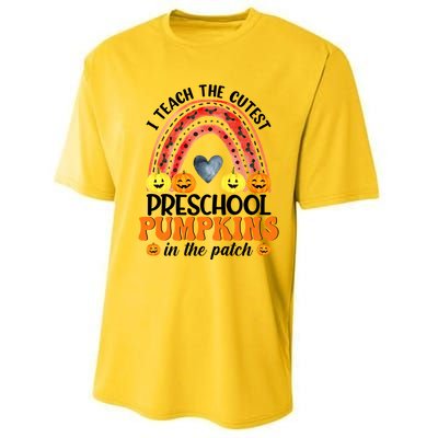 I Teach The Cutest Pumpkins Preschool Rainbow Teacher Funny Gift Performance Sprint T-Shirt