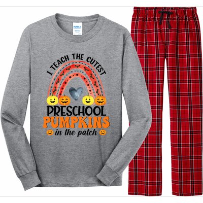 I Teach The Cutest Pumpkins Preschool Rainbow Teacher Funny Gift Long Sleeve Pajama Set