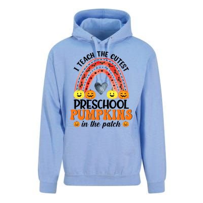 I Teach The Cutest Pumpkins Preschool Rainbow Teacher Funny Gift Unisex Surf Hoodie