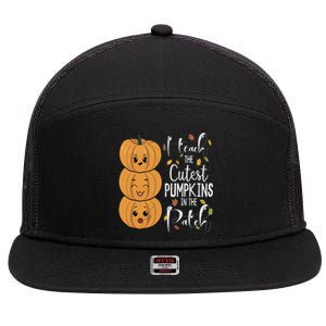 I Teach The Cutest Pumpkins In The Patch Rainbow Girls Boys 7 Panel Mesh Trucker Snapback Hat