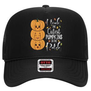 I Teach The Cutest Pumpkins In The Patch Rainbow Girls Boys High Crown Mesh Back Trucker Hat