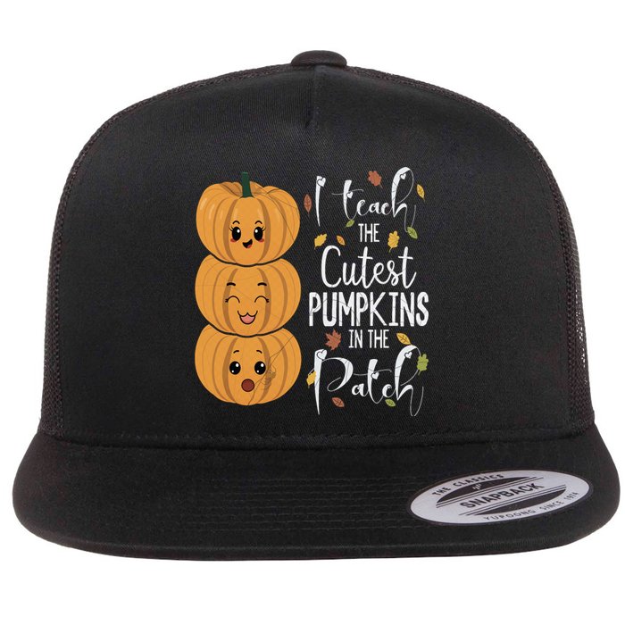 I Teach The Cutest Pumpkins In The Patch Rainbow Girls Boys Flat Bill Trucker Hat