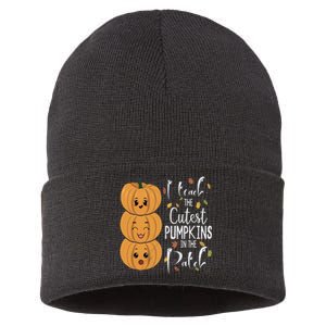 I Teach The Cutest Pumpkins In The Patch Rainbow Girls Boys Sustainable Knit Beanie