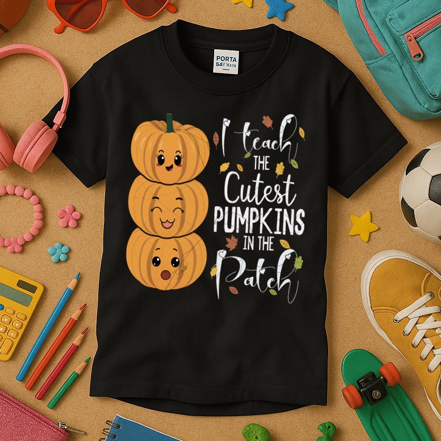 I Teach The Cutest Pumpkins In The Patch Rainbow Girls Boys Kids T-Shirt