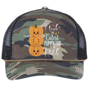 I Teach The Cutest Pumpkins In The Patch Rainbow Girls Boys Retro Rope Trucker Hat Cap