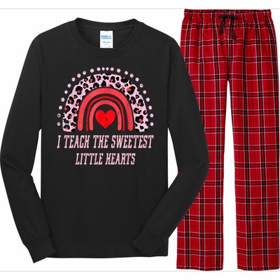 I Teach The Sweetest Hearts Rainbow Teacher Cool Gift Long Sleeve Pajama Set