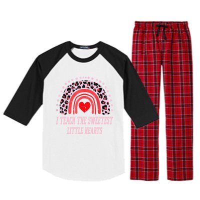 I Teach The Sweetest Hearts Rainbow Teacher Cool Gift Raglan Sleeve Pajama Set